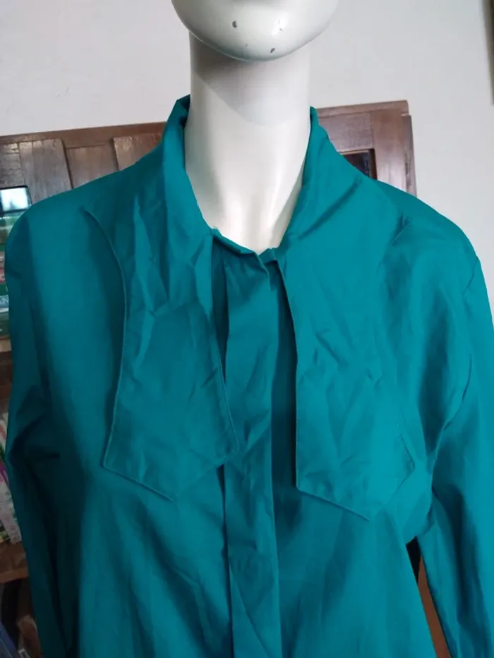 Chemisier chemise top tunique vert émeraude classique automne printemps - photo numéro 2