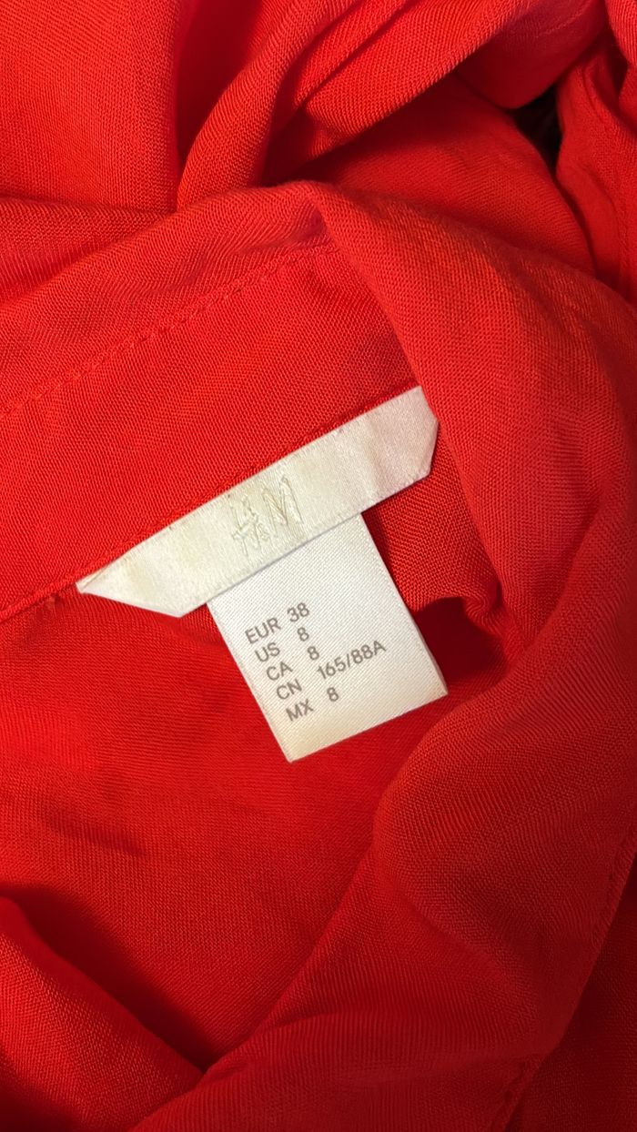 Robe chemise rouge légère H&M T38 - photo numéro 3