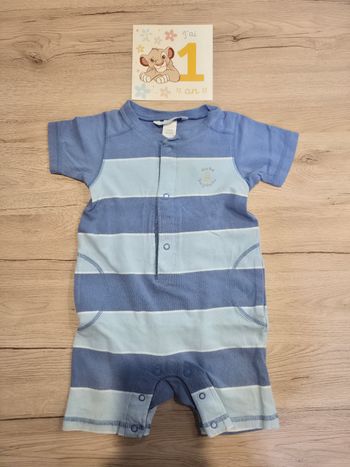 Grenouillère bleu, H&M, 9-12 mois, 80cm