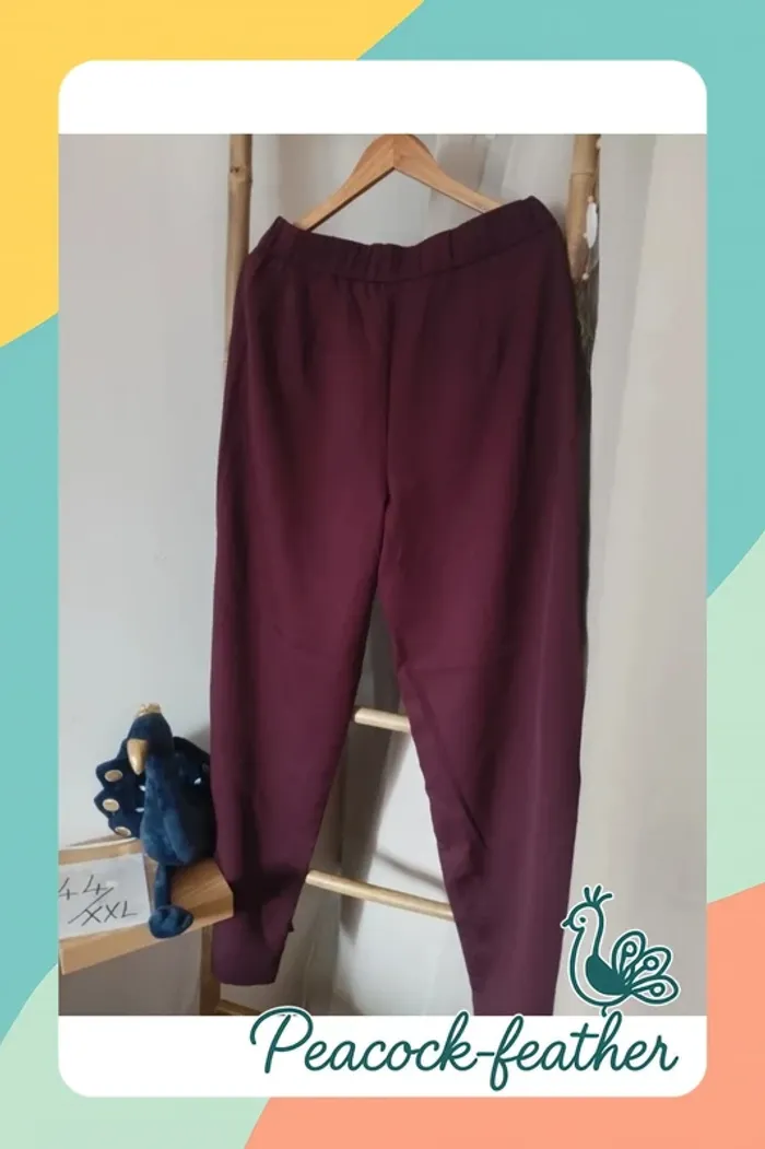 Pantalon large stradivarius bordeaux neuf étiqueté 44 - photo numéro 8