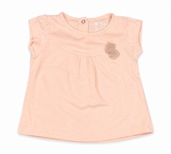 Tee shirt bébé fille rose pêche manches courtes