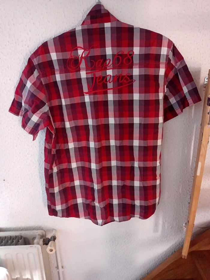 Chemise manches courtes à carreaux bordeaux - photo numéro 3