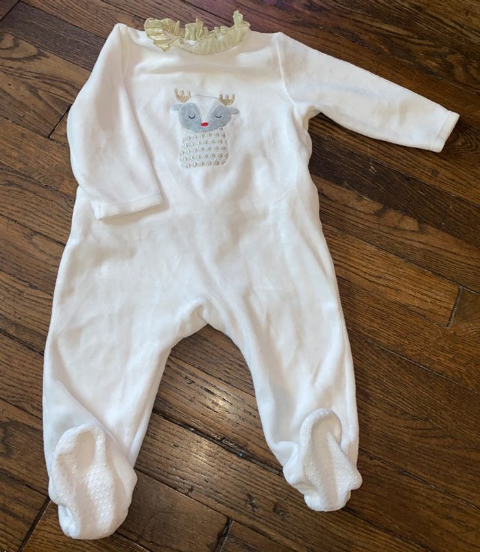 pyjama velour Obaibi 12 mois col doré