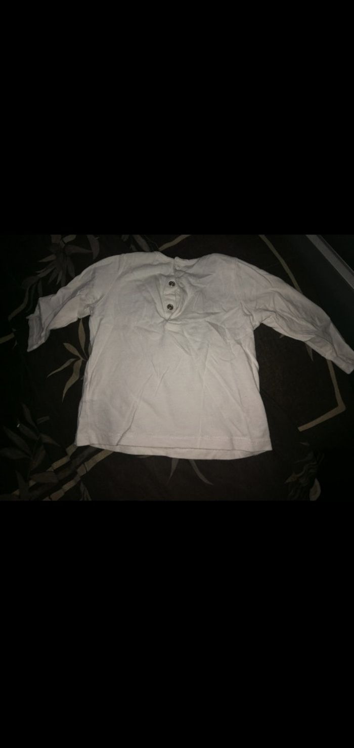 Tee shirt 12 mois Manches longues blanc imprimé lapin - photo numéro 3