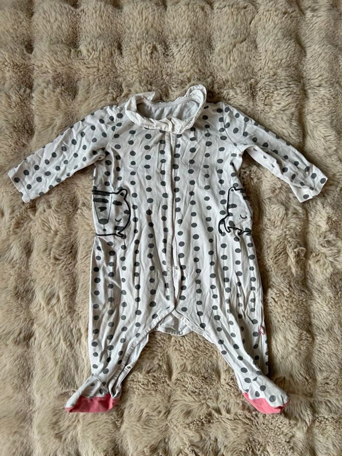 Pyjama blanc à pois - 9-12 mois - coton léger - sans marque