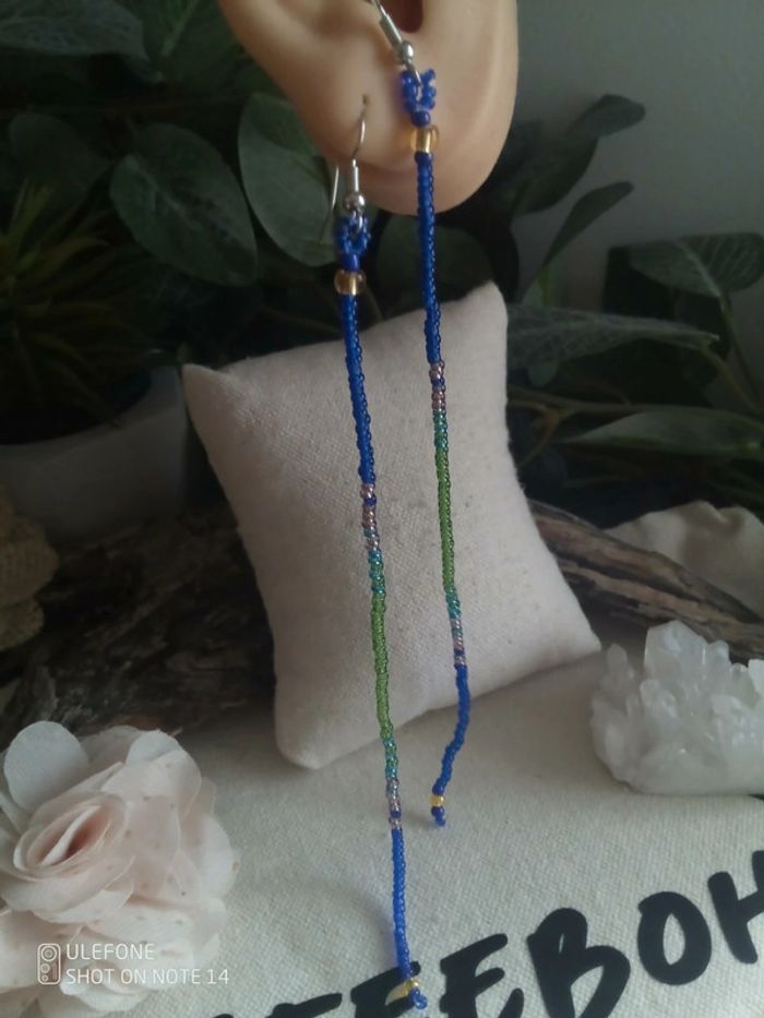 Boucles d'oreilles bohèmes longues perlées