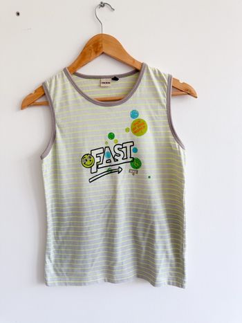 Débardeur gris & vert anis vintage ikks taille 34 XS - comme neuf 