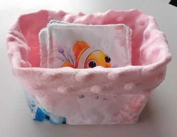 Panière + 6 lingettes thème de la mer