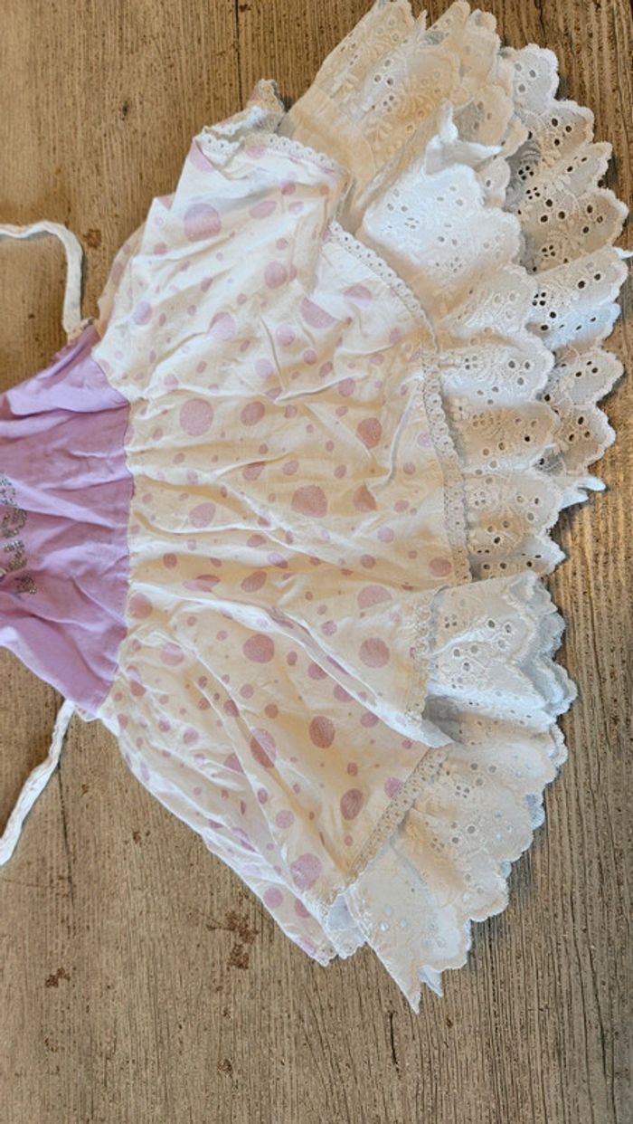 Robe courte évasée lila et blanche, doublée, 18 mois - photo numéro 3