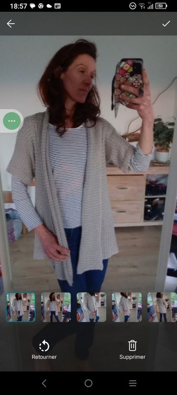 Gilet long 42 sans manches en maille texturée Gris c79