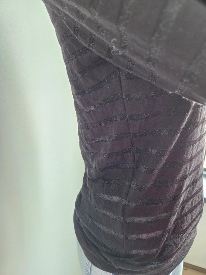 longue manche - noir - only - pailleté - transparent - photo numéro 4