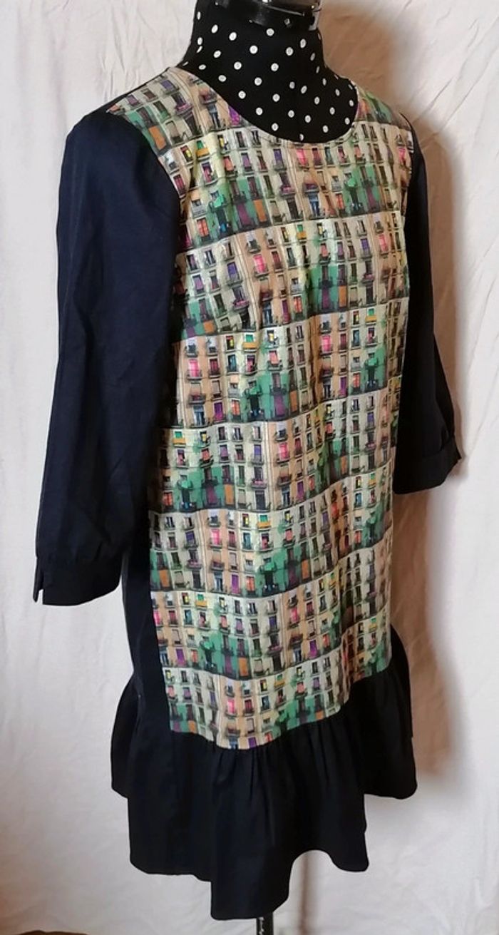 Robe Pop Art à motif multicolore bleu marine taille 36 Nafnaf - photo numéro 3