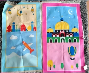 2 tapis de prière enfant bleu et rose 