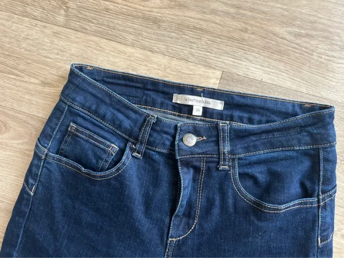La fée Maraboutée, Jean Slim, taille haute, bleu brute, femme, taille 36 - photo numéro 3