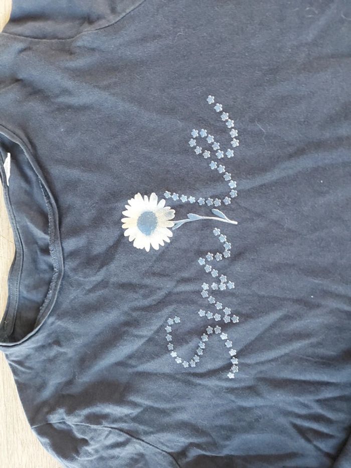 T shirt bleu foncé, manches longues, Okaïdi, taille 14 ans, peu mis - photo numéro 4