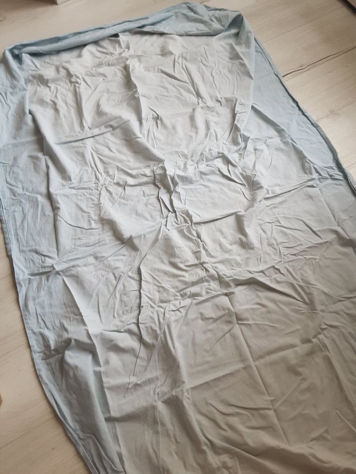 Linge de lit une 1 personne drap housse bleu - photo numéro 2