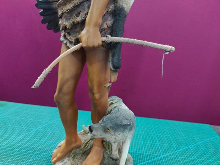 Native American Indien Figurine avec loup 62 cm - photo numéro 9