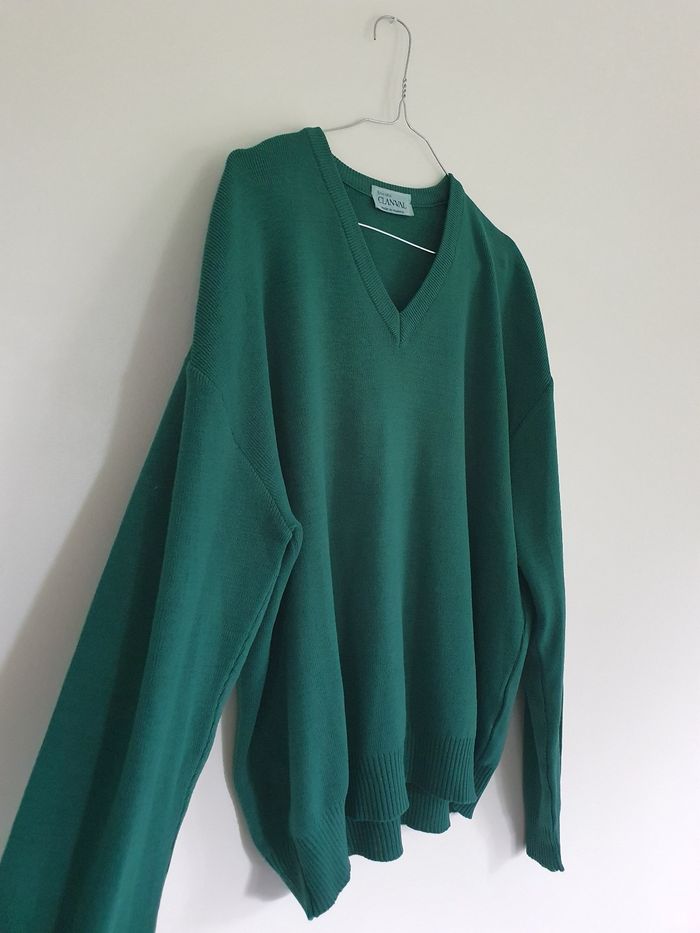 Pull col V vert Clanval vintage L/XL Made in France - photo numéro 2