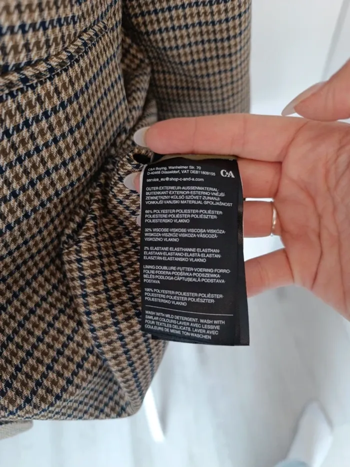 Blazer long à carreaux pied-de-poule – C&A – Taille 42 - photo numéro 8