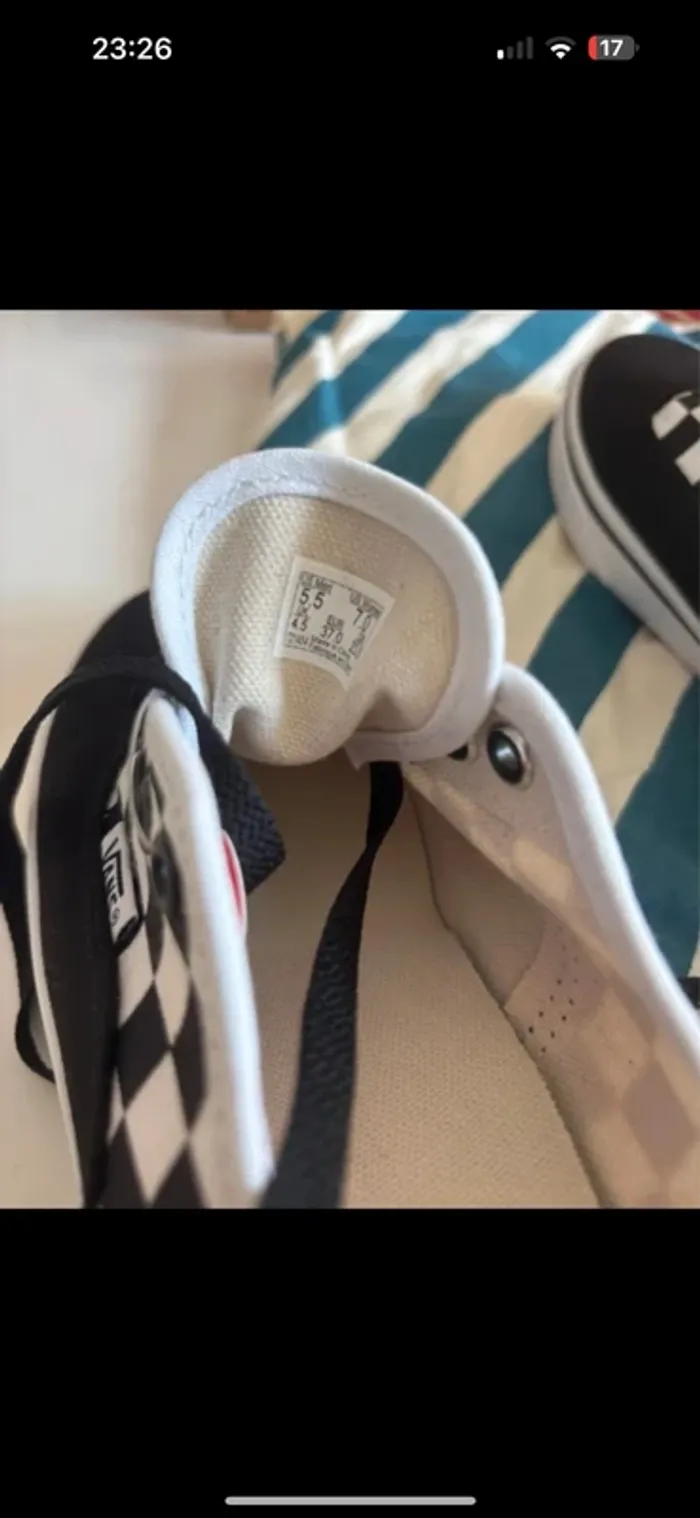 Vans Authentic Femme Taille 37 - Neuf avec Boîte - Noir/Blanc Damier - photo numéro 7