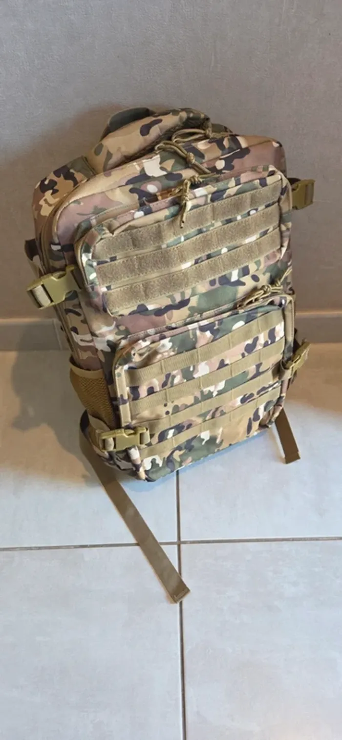 Sac à dos multipoches tactique camouflage clair 25-30l - photo numéro 4