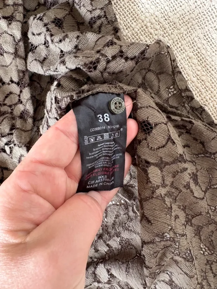 Chemise, dentelle, IKKS kaki taille 38 - photo numéro 6