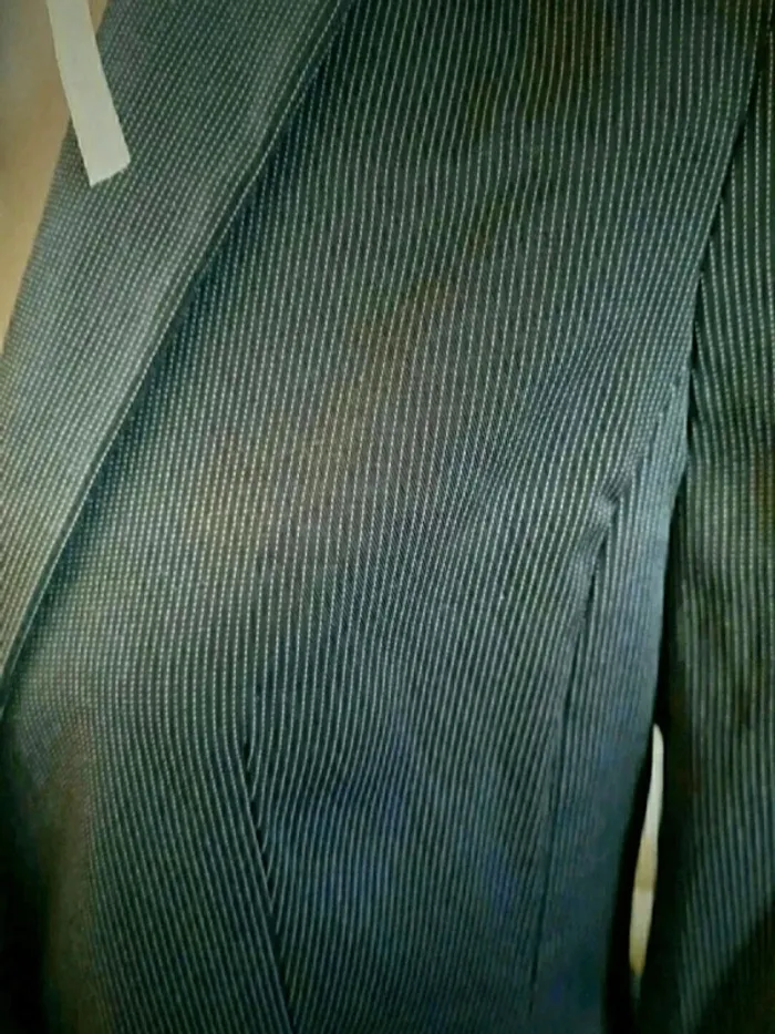 Tailleur jupe chic gris rayé Mango Taille 38