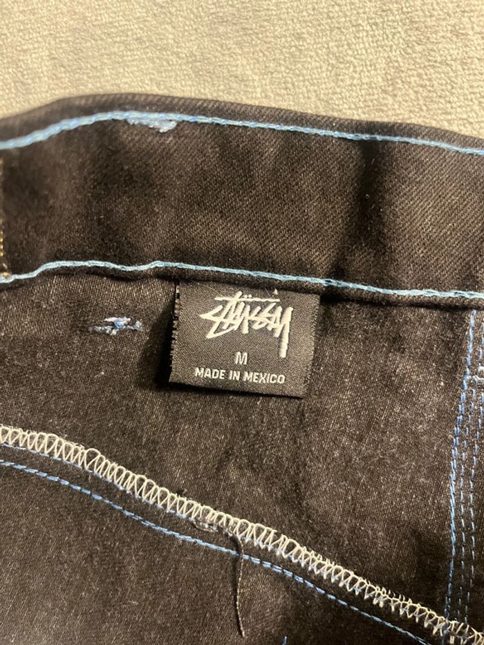 Short/Jort Stussy Black Embroidered Blue Lagoon Big Logo Back – Taille M - photo numéro 7