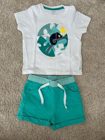 Ensemble assortie short et tee-shirt vert caméléon mixte - 9 mois - Obaibi