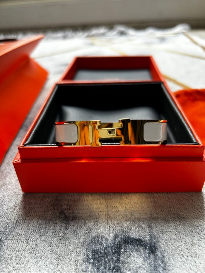 Bracelet Hermès « Clic H » Blanc • Taille 17 - photo numéro 10