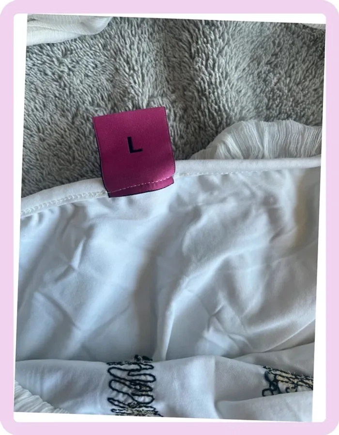 Haut Save the Queen T. L – Soie blanc cassé, tulle girafes, dos noué - photo numéro 5