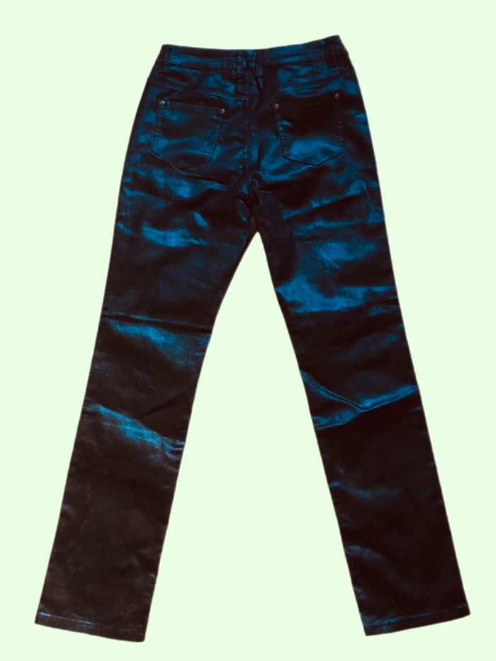 🍁Superbe jean droit enduit marron reflets irisés Brown coated jeans🍁 - photo numéro 3