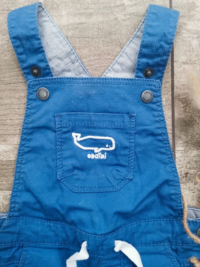 🌺Obaibi Très jolie salopette short 6 mois bebe garçon bleu blanc - photo numéro 2