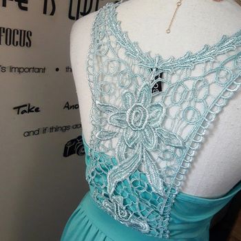 Robe de soirée cérémonie mariage verte émeraude dos dentelle taille S 38/38