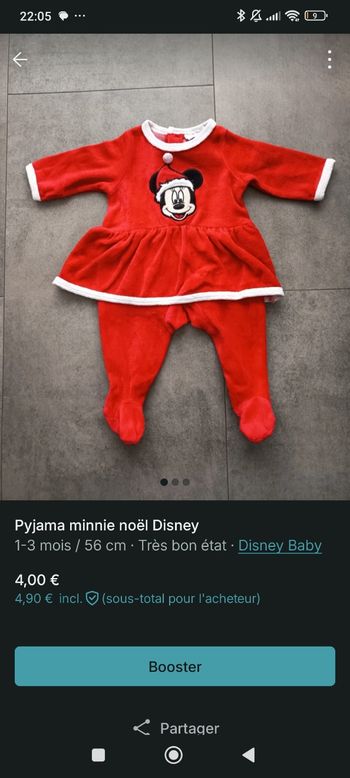 Pyjama Minnie noël Disney 