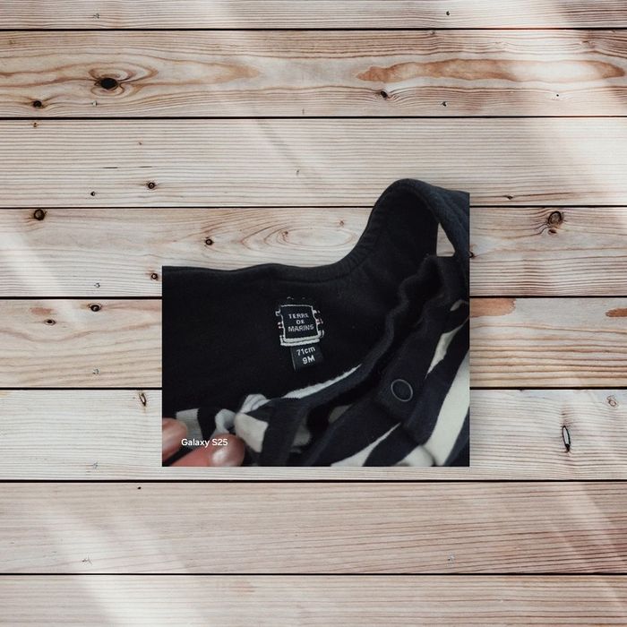 Ensemble salopette marine + tee-shirt manches longues style marinière - 9 mois - photo numéro 3