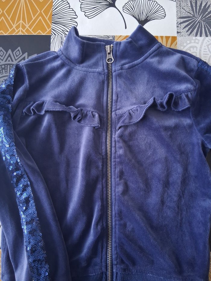 Ensemble de jogging fille bleu marine en velours 6 ans - photo numéro 3
