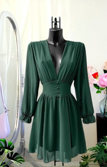 Robe midi vert bouteille