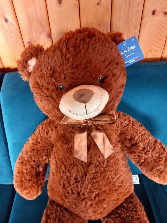 Peluche ours 1 mètre neuve fabriqué en France - photo numéro 2
