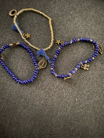 Lot 3 bracelets perles bleu foncé