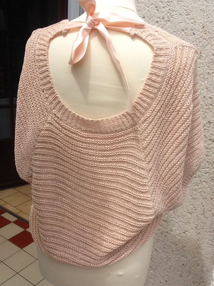 Pull crop top maille rose TM - photo numéro 4