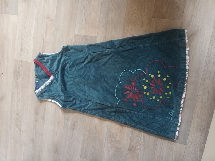 robe 10ans fille hiver  marque la compagnie des petits velours chaude bleu