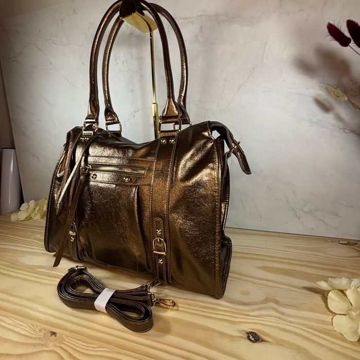 Sac format XL métalisé bronze neuf chic tendance - photo numéro 3