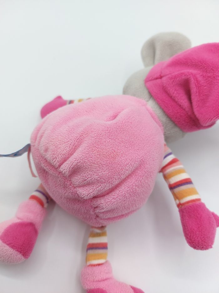 Peluche doudou souris rose gris GIPSY rayures 21 cm - le son ne fonctionne plus - photo numéro 3