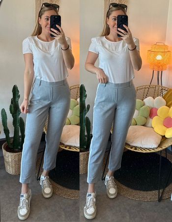 Pantalon chino jogger gris et blanc, taille XS - Zara