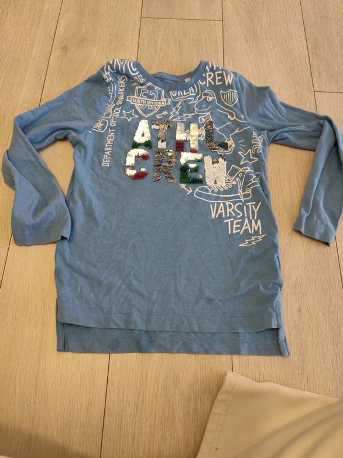 T-shirt à longue manche a sequin réversible