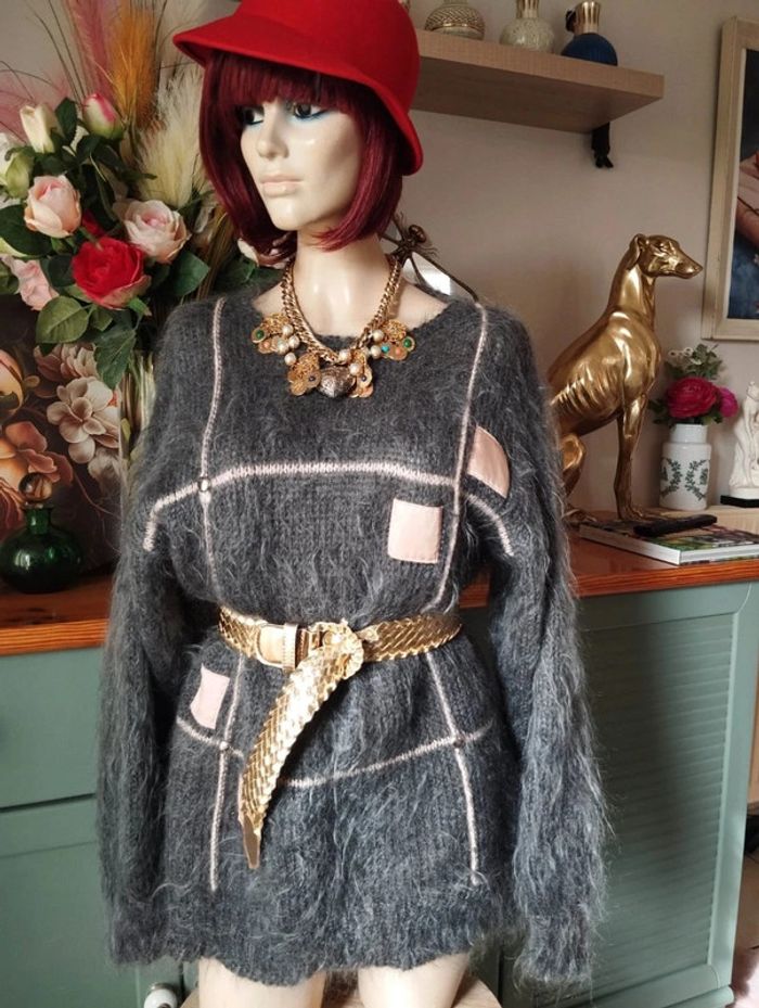 🌹Pull Gris & Crème Mohair & Laine Collection Vintage Lucy Lockett T44/48🌹 - photo numéro 20