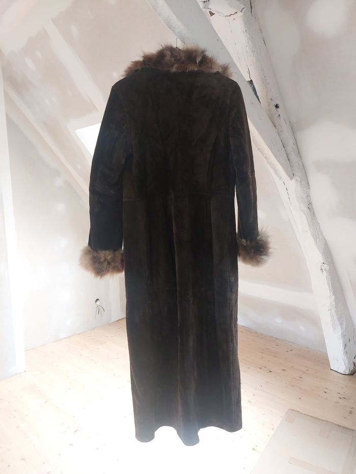 Manteau long cuir et fourrure - photo numéro 5