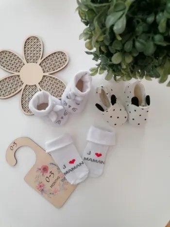 Lot chaussons / chaussettes mixte bébé - 0/3 mois