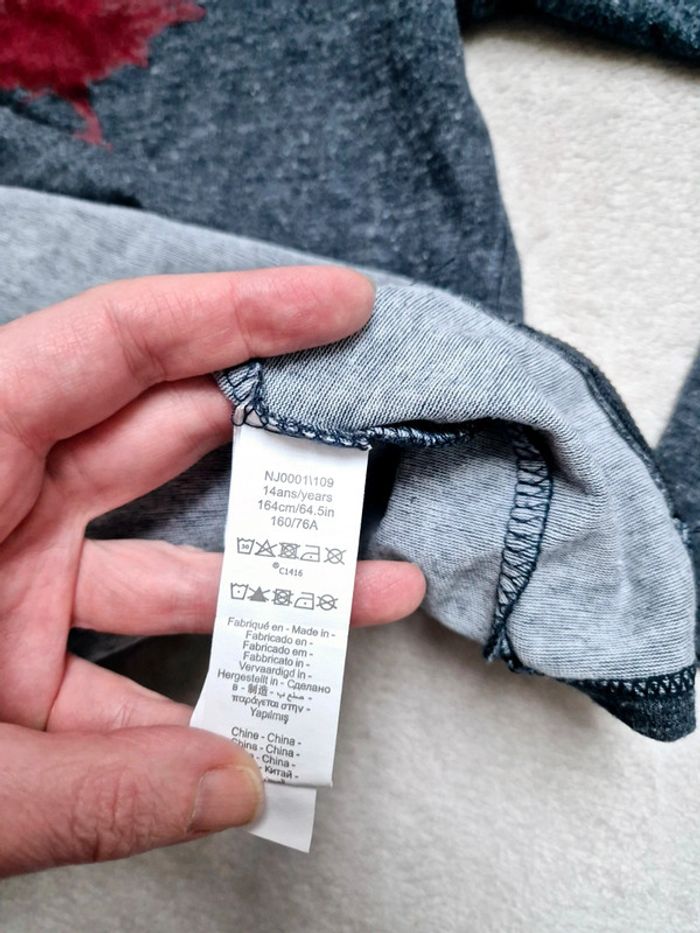 Pull à capuche gris et bordeaux dessin indien orchestra garcon taille 14 ans - photo numéro 7